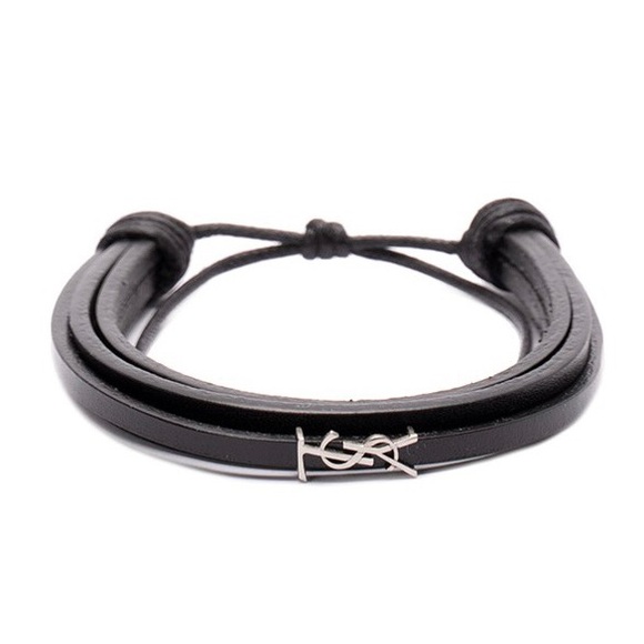 SAINT LAURENT YSL logo leather bracelet - Picture 1 of 3